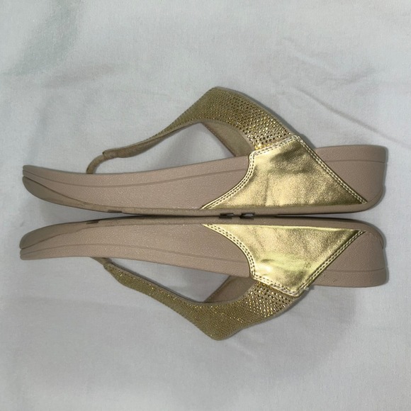 FitFlop Lulu Crystal Embellished Gold Metallic Thong Sandals Orthotic US 10 - Picture 7 of 10